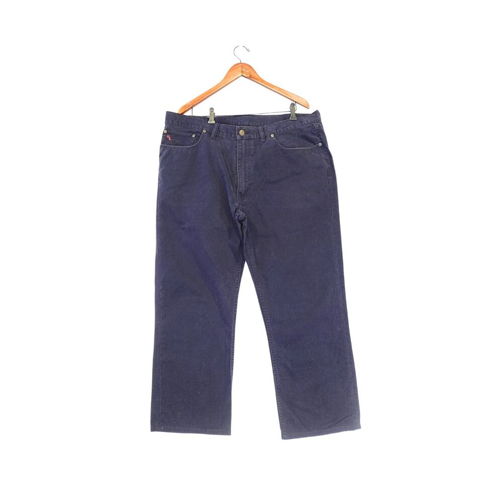 Polo Ralph Lauren Mens Jeans 40x27 Navy Blue Classic Fit Red RL Logo Altered